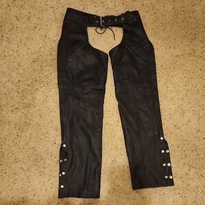 Large Womens Leather First Classic Riding Vest & Medium Chaps Interstate Leather